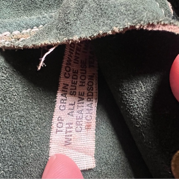 VTG 70s Leather Folding Wallet Suede Checkbook Top Grain Cowhide Green USA Made - Picture 11 of 11